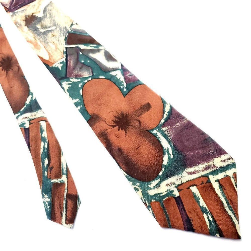 Pierre Cardin‎ Multi Colored Silk Tie Woven Short Wide Floral
